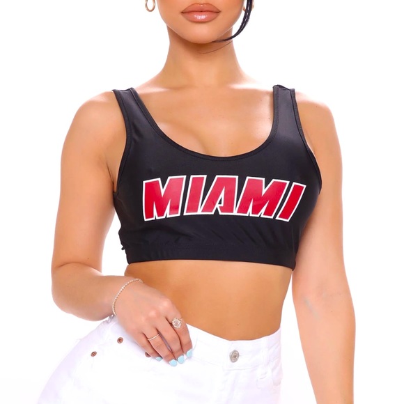 NBA Tops - Black Miami NBA Bra Top